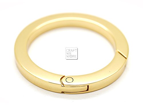 CRAFTMEmore 2PCS 1 1/2 INCH O Ring SPRING Opening Purse Making Snap Trigger Clip Hardware (1 1/2 Inch, Gold)