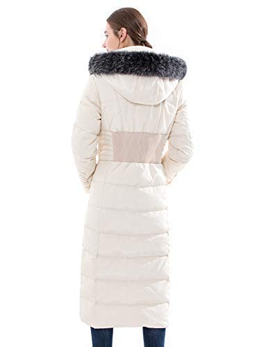 Obosoyo Women's Hooded Thickened Long Down Jacket Maxi Down Parka Puffer Coat White M