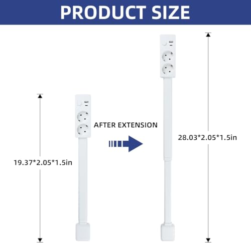 Extendable and Swivel Wall Plug with USB-A, USB-C and 2 Outlets - Ideal for tight corners such as bedside tables, sofas and desks.