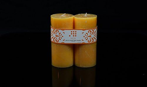 Luna Lumia 2 PK Scented Pillar Candles – No-Drip Decorative Wax Candles. Gentle Fragrance for a Calm, Relaxing &amp; Romantic Atmosphere. Excellent Gift Idea! (Orange, With Citrus Scent)