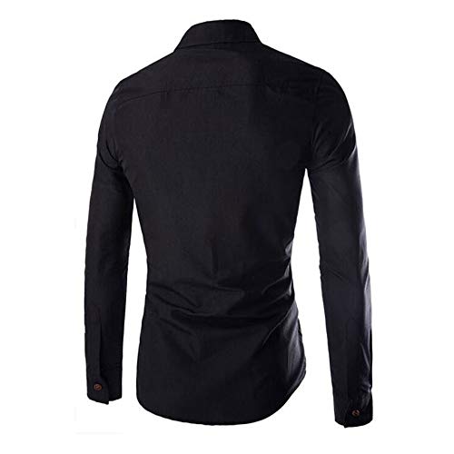KLGDA Mens Long Sleeve Slim Fit Casual Printed Button Down Dress Shirt Quick Dry UV Protection Hiking Fishing Shirts Black