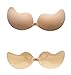 Tidetell Strapless Deep V Wing Breast Pad Push-up Invisible Silicone Bra Nude Szie C
