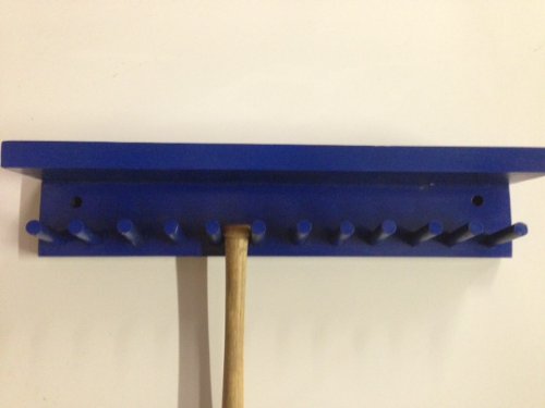 Baseball Bat Rack Display with Shelf Meant to Hold up to 11 Mini Collectible Bats Blue