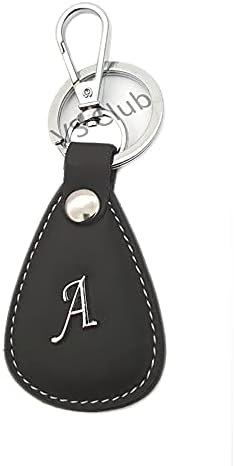 VS Club A Alphabet Initial Letter Leather Metal Keychain For Men