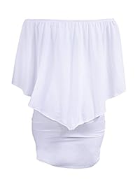 Aifer - Vestido sexy con volantes y hombros descubiertos para mujer, para fiestas o cócteles