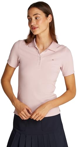 Maglietta Polo Maniche Corte Donna Slim Fit, Rosa (Foggy Pink), S