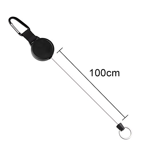 Kuuqa Schlüsselanhänger Ausziehbar Heavy Duty Retractable Schlüsselrolle Schlüsselkette Ausweis JoJo mit 100cm Stahldrahtseil, Schwarz – Bild 2