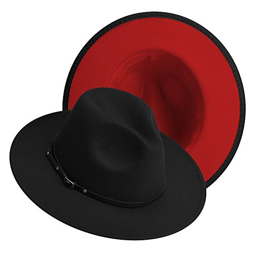 Wide Brim Red Bottom Hat Accessories Faleto Two Tone Red Bottom