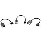 CableCreation Micro USB OTG Cable, 3 Pack Micro USB to USB Female OTG Cable, On The Go Adapter, Assorted by Straight, Left, Right Angle Compatible with Flash Drive Mouse, Keyboard, 6 Inch Black