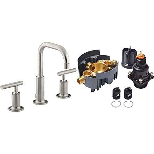 KOHLER Purist K144064BN Widespread Bathroom Sink Faucet With Metal