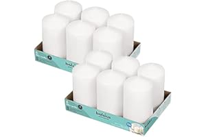 BOLSIUS 12 Count White Pillar Candles - 3 X 6 Inches - Premium European Quality - 70 Hour Burn Time - Unscented Dripless Smok