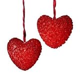 Set of 10 Red Valentines Day Heart Christmas Lights - Red Wire