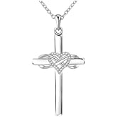 VONALA Cross Necklace for Women 925 Sterling Silver Cross Infinity Heart Pendant Christian Faith Jewelry Gifts for Women