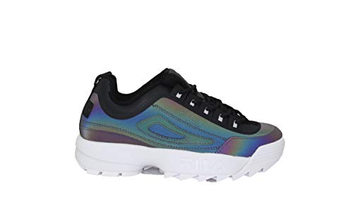 Fila Women's Disruptor II Sneaker (6, Black/White/White - Phase Shift)