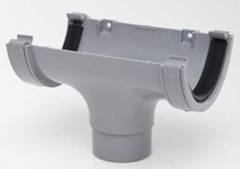 POLYPIPE RR105 GREY Running Outlet for 112mm half round guttering system