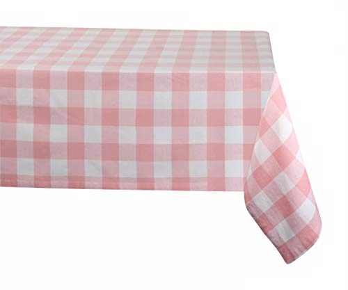 Buffalo Checked Tablecloth - Checked Tablecloth Cotton - Buffalo Plaid Table Cloths - Checkered Tablecloth - Baby Pink Plaid Tablecloth (Table Cloth (63 X 109"), Checked (Baby Pink and White))
