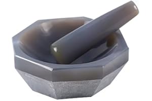 LAB4US Agate Mortar and Pestle Set, 80mm Natural Agate, Polished, Grey