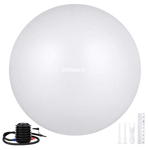Galsports Yoga Stability Ball (Multiple Colors) for Balance, Exercise Ball for Fitness & Birthing, Anti-Burst Stability Ball with Quick Pump for Ball Chair, Core Strength (Bright White, L (58-65cm))