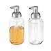 mDesign Round Plastic Refillable Foaming Soap Dispenser Pump Bottle for Bathroom Vanity Countertop - Vintage-Inspired, Compact Container Design - Twain Collection - 2 Pack - Clear/Brushed Chrome