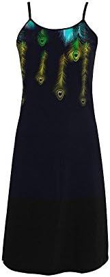 D-Story Custom Dress Peacock Feather Women Sleeveless Slip Dress
