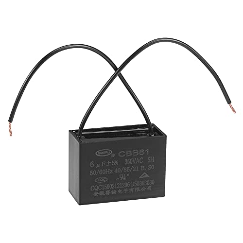 uxcell Ceiling Fan Capacitor CBB61 6uF 350V AC 2 Wires Metallized Polypropylene Film Capacitor 47x34x22mm for Electric Fan Pump Motor Generator: Industrial & Scientific