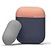 elago Duo Silicone Case Compatible with Apple AirPods Case 1 & 2, Premium Protective Silicone, Supports Wireless Charging, 2 Caps + 1 Body [ Peach, Medium Grey + Jean Indigo ]