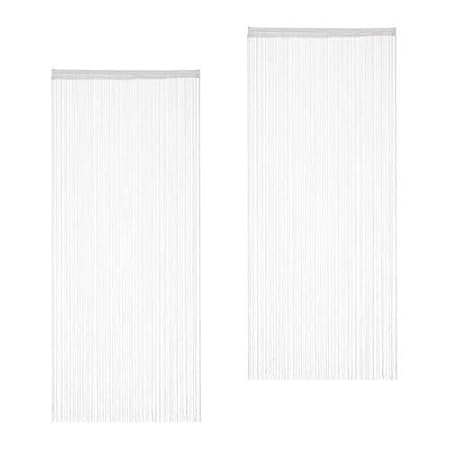 Relaxdays Fadenvorhang weiß, 2er Set, kürzbar, mit Tunneldurchzug, für Türen & Fenster, Fadengardine, 90x245 cm, White
