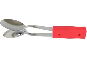 LASENERSM 1 Piece Musical Spoon Folk Percussion Instrument Heritage Musical Spoon Traditional Percussion Spoon Musical Folk Hand Wooden Percussion Instrument with Plastic Handle, Red