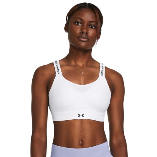 Under Armour Womens Infinity High Impact Sports Bra, (100) White / / Black, Med…