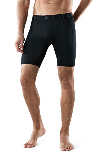 ATHLIO Men's Cool Dry Compression Active Sports Baselayer Shorts, 3pack(bsp06) - Black/Black/Black, Large - Thumbnail 4