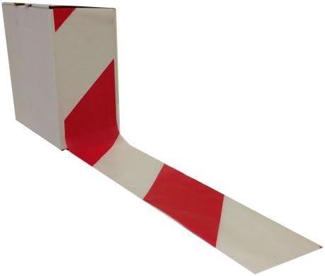 6 Roll HAZARD WARNING TAPE Non Adhesive Red & White barrier 75mm x 500m rolls