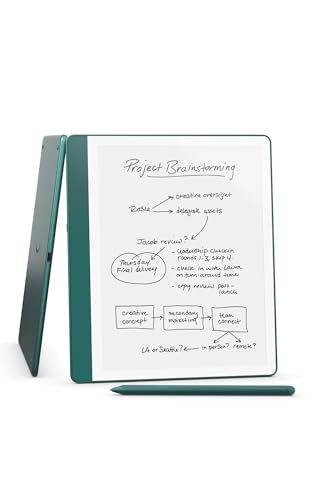 Like-New Amazon Kindle Scribe (64 GB) - Your notes, documents and books, all in one place. With built-in AI notebook summarization. Includes Premium Pen - Metallic Jade