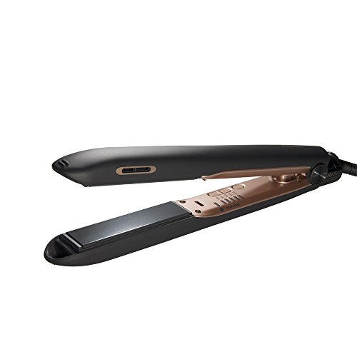 Panasonic nanoe Flat Iron for Healthy, Shiny Hair, Hair Styling Iron with 1-inch Ceramic Plates and Intuitive Heat Technology, for Straightening, Smoothing and Curling - EH-HS99-K (Black/Rose Gold)