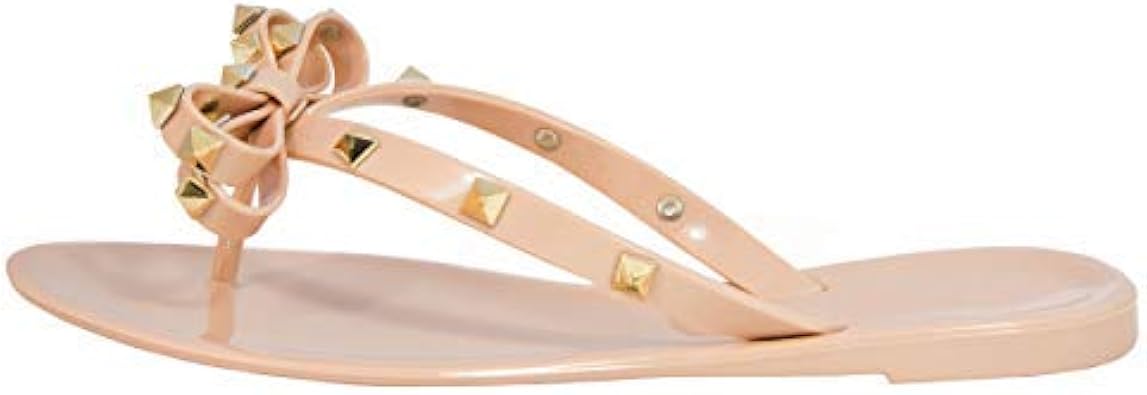 studded bow jelly flip flops