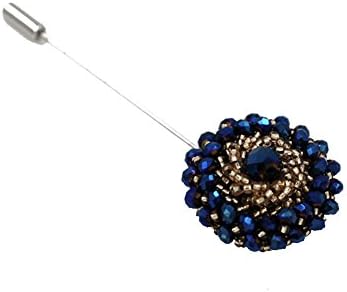 Imani Uomo Men's Stone Flower Lapel - Royal Blue &amp; Gold