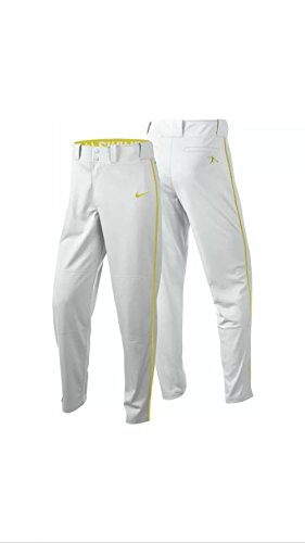 Nike Boys Swingman Dri-FIT Piped Baseball Pants (Small, White Yellow)