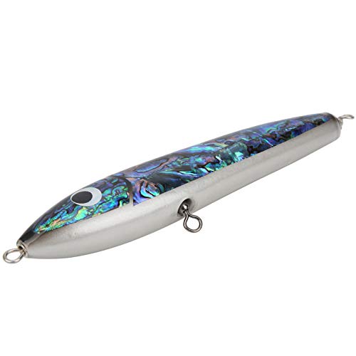 Keenso Appât De Poisson, Leurre De Poisson Portable Appât De Pêche En Coquille D’ormeau Appât De Pêche En Bois De Manivelle Pour Thon Mérou Billbirds Daurade 23×3.5 Cm