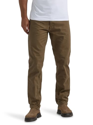 Lee Men's Legendary Relaxed Straight Jean Teak-Plaid Fleece-Lined 34W x 30L