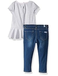 7 For All Mankind - Conjunto de chaqueta, camiseta y pantalones vaqueros para niña (3 piezas)