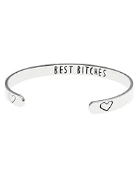 Pulsera de acero inoxidable con leyenda "Best Bitchs". Regalos para mejores amigos.