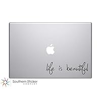 Life Is Beautiful Text Silhouette Macbook Symbol Keypad Iphone Apple Ipad Decal Skin Sticker Laptop, 6.5"