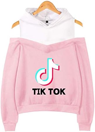Womens TIK Tok Print Long Sleeve Hoodie Hooded Pullover Tops