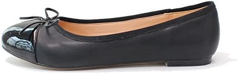 fast charm Womens Round Toe Cap Toe Knot Ballet Large Size Black Flats US9