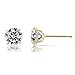 14k Yellow Gold Solitaire Round Cubic Zirconia CZ Stud Earrings with Gold butterfly Pushbacks (8mm)…