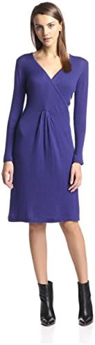 Cashmere Addiction Women's Surplice Sweater Dress, Sapphire, L