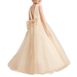 Nileafes Flower Girls V-Shaped Back Sleeveless Maxi