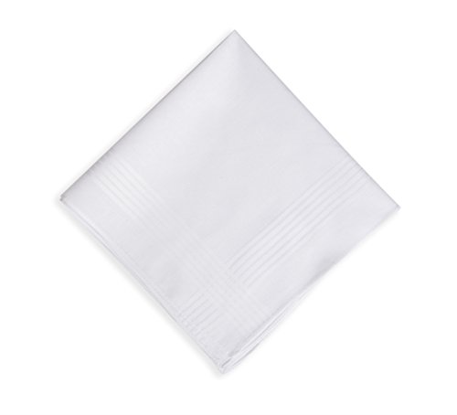 Selected Hanky 100% Cotton Men's Handkerchief White with Stich 6 Pcs