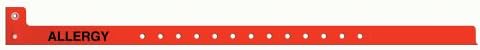 PDC Healthcare Sentry 5065-16-PDM Polyester Adult/Pediatric Alert Wristband, "Allergy" Pre-Printed, Permanent Snap Closure, Red (Box of 500)