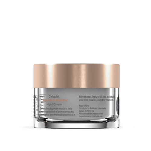 CETAPHIL HEALTHY RENEW SKIN TIGHTENING NIGHT CREAM 1.7 OZ, WRINKLE REPAIR CREAM FOR FACE WITH PEPTIDES, RETINOL ALTERNATIVE CREAM FOR SENSITIVE SKIN, FRAGRANCE FREE