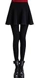 Mullsan® Women Winter Super Warm Velvet Stretchy Skirt Leggings (Black)